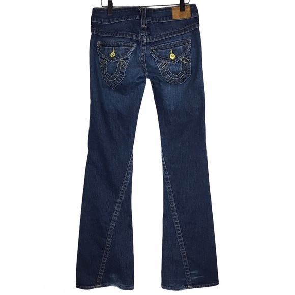 TRUE RELIGION Jeans Joey Twisted Flare Wide Leg Dark Wash Stretch Denim Size 28 - Picture 4 of 16